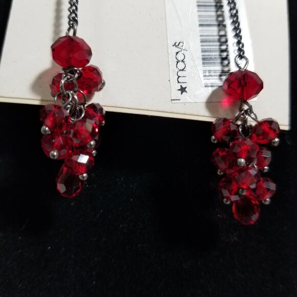 M. Haskell nwt 3" drop sparkling red cluster earrings 1.1357 - Picture 4 of 5